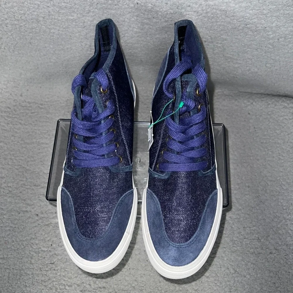 NWT United Colors of Benetton Sneakers Men's Sz 40 Blue Canvas High Top Lace Up